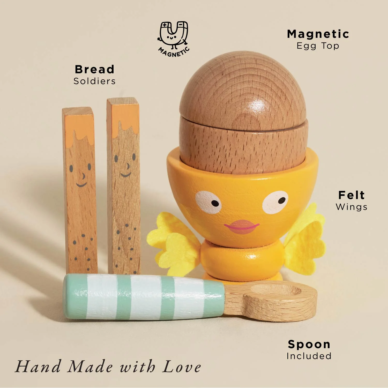 Wooden Egg Cup & Soldiers - Image 2