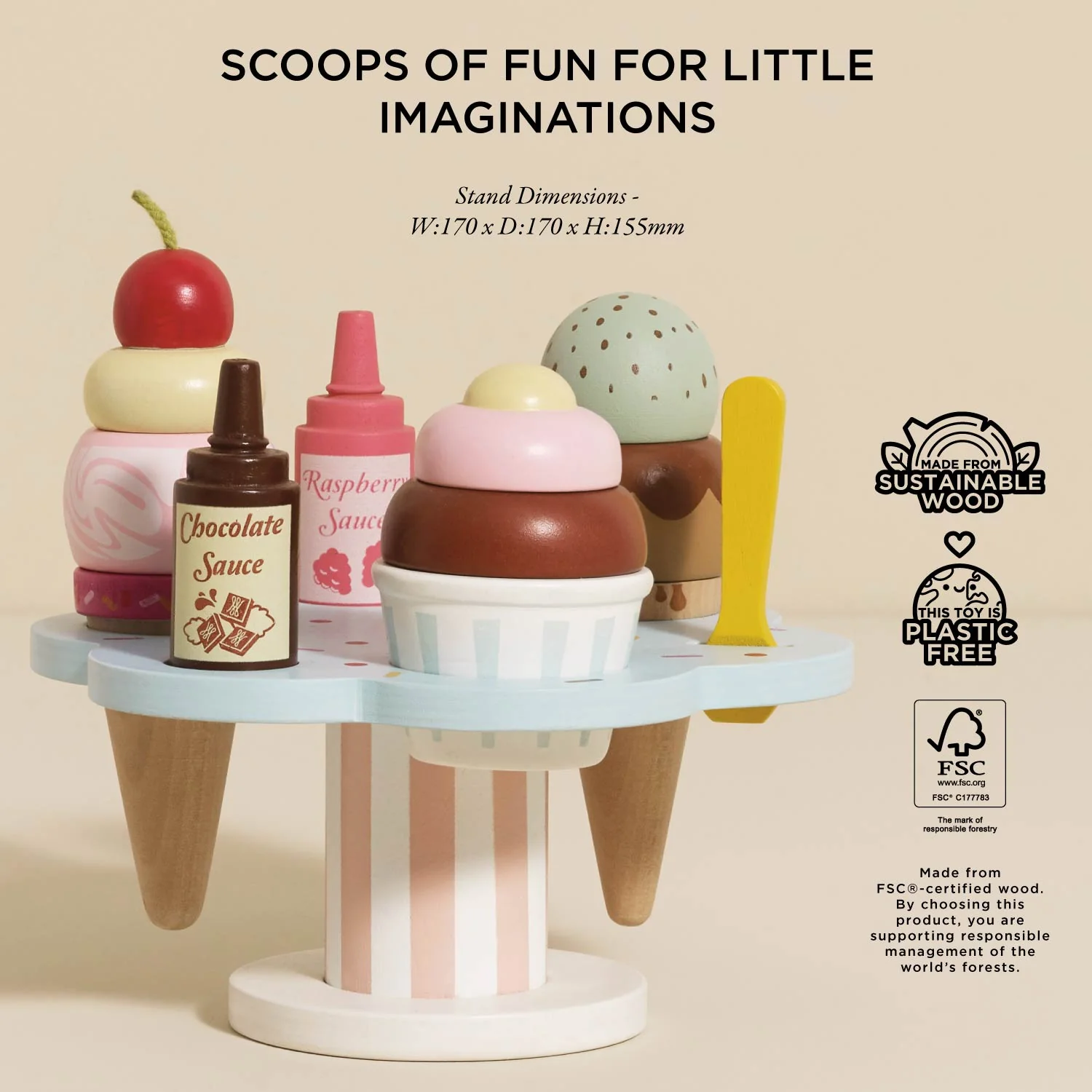 Wooden Ice Cream Stand & Toppings - Image 6