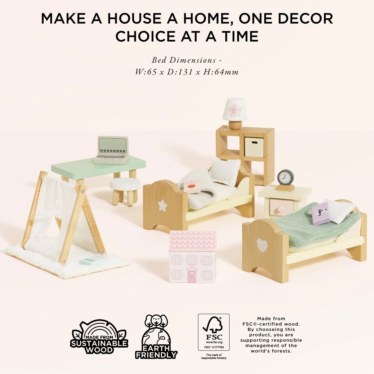 Wooden Dolls House Child's Bedroom Furniture - Image 4