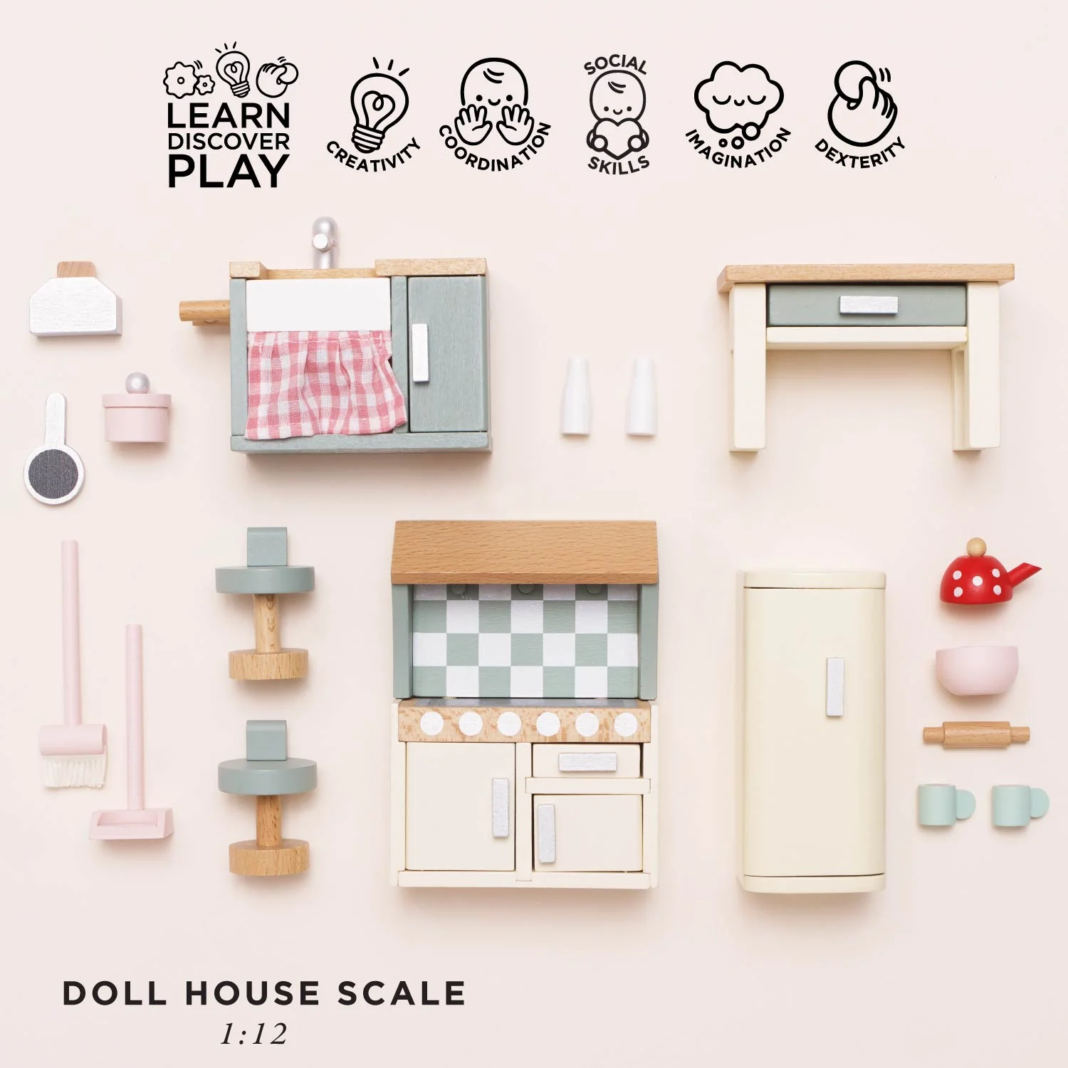 Wooden Dolls House Kitchen Furniture - Image 3