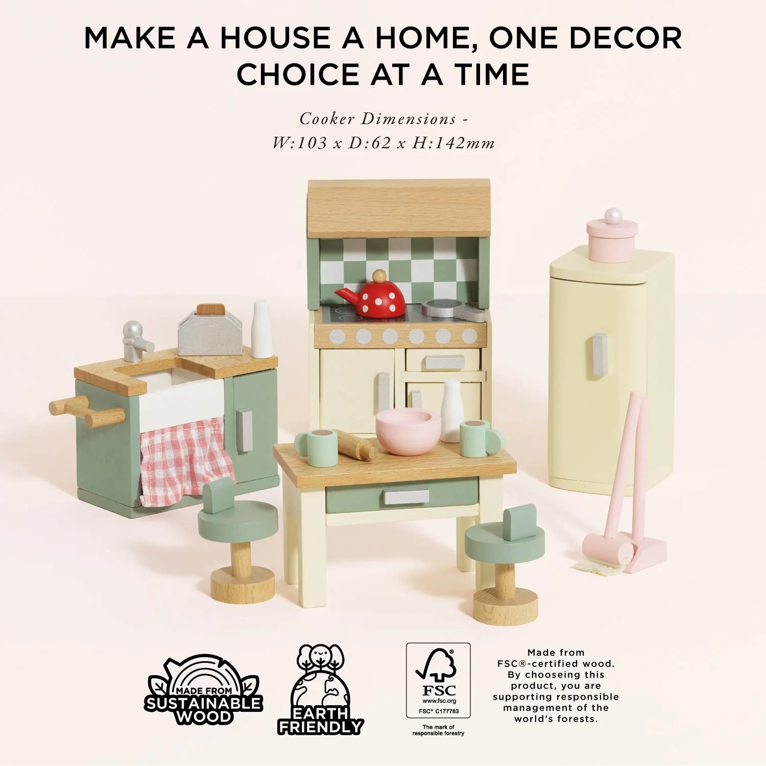 Wooden Dolls House Kitchen Furniture - Image 4