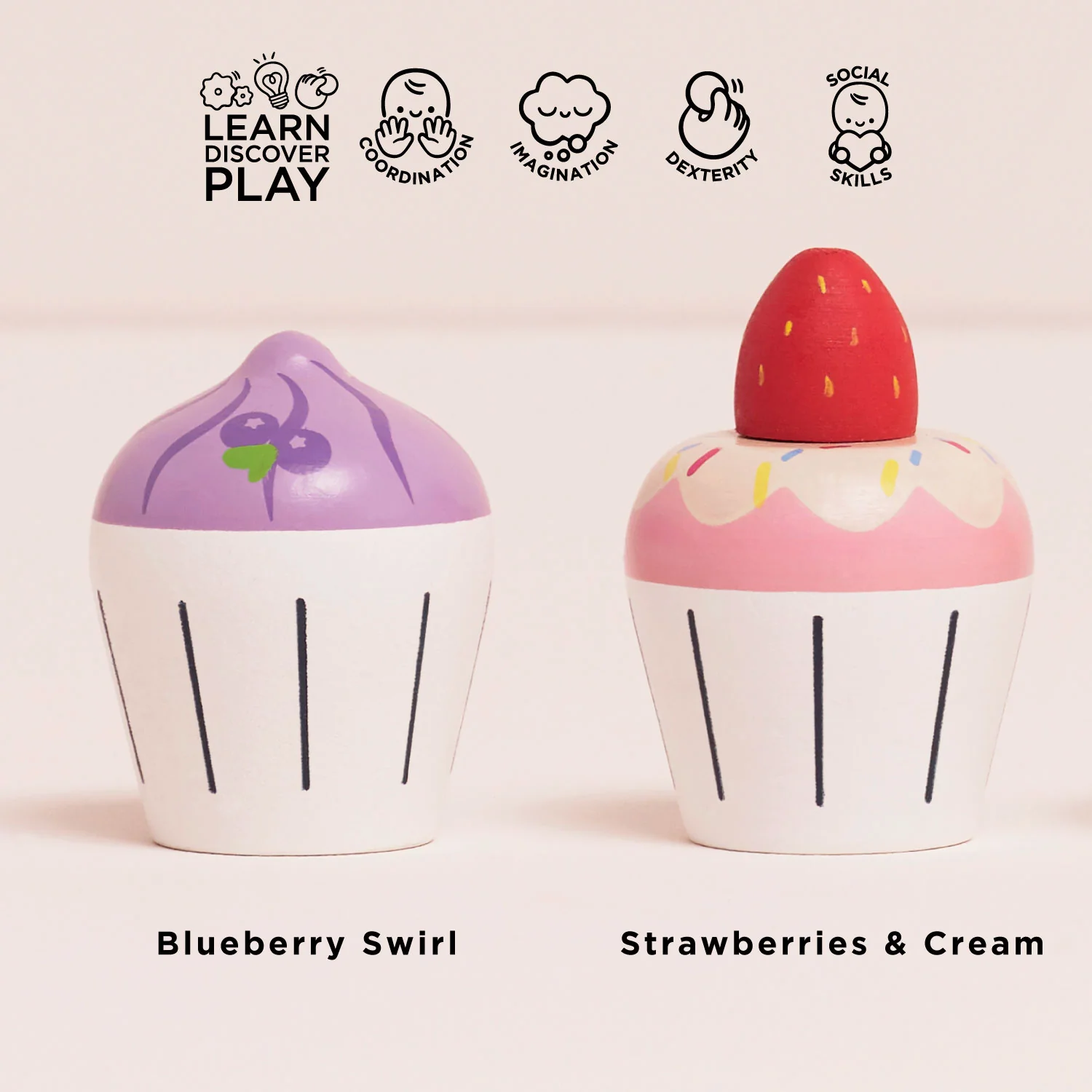 Wooden Cupcake Play Food Set - Image 3