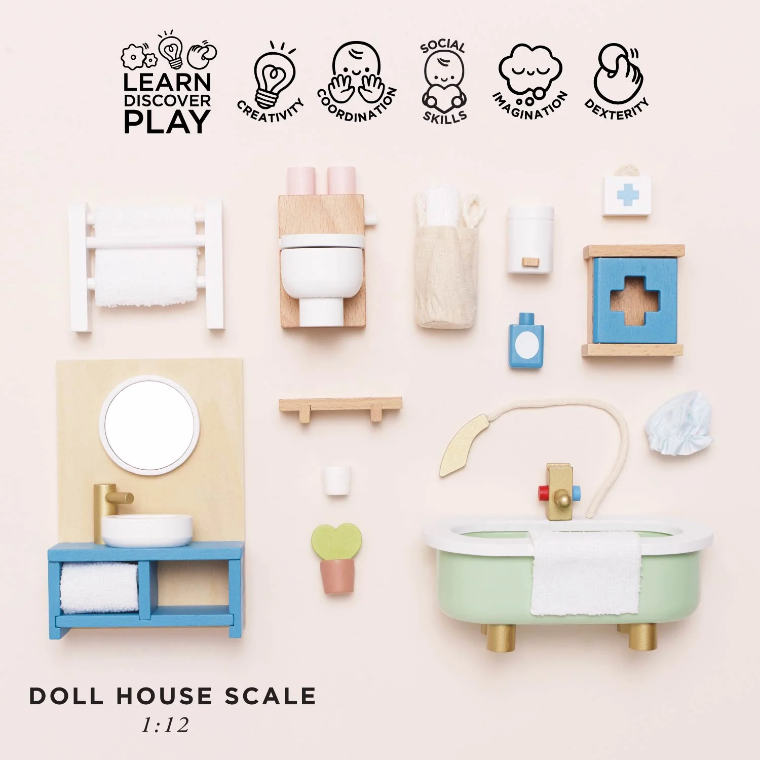 Wooden Dolls House Bathroom Furniture - Image 3