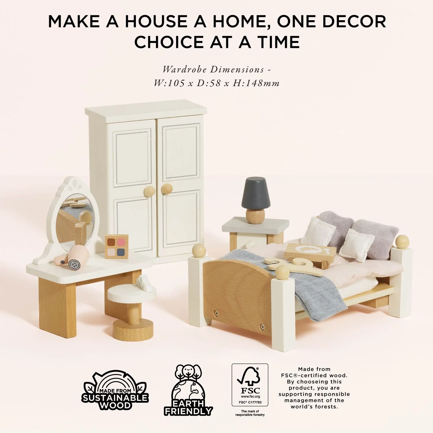 Wooden Dolls House Bedroom - Image 4
