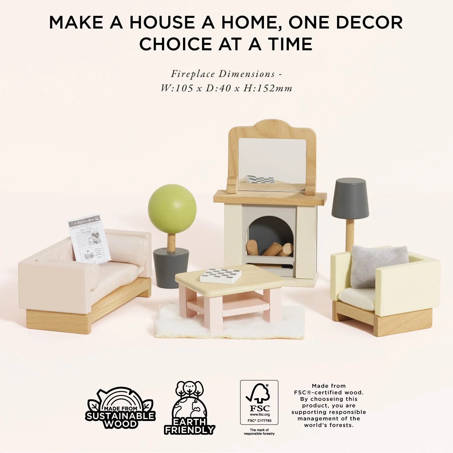 Wooden Dolls House Living Room - Image 4