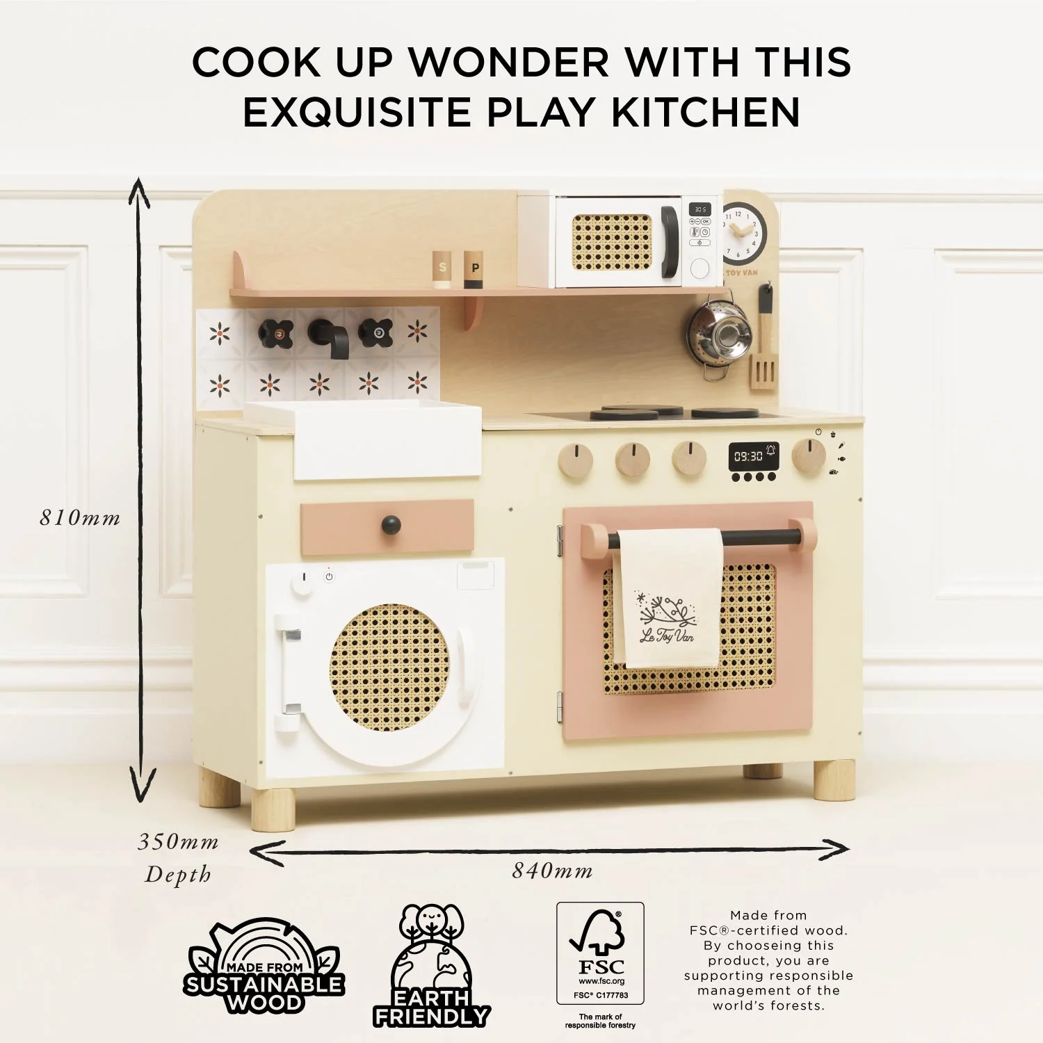 Rattan Family Wooden Play Kitchen - Image 4