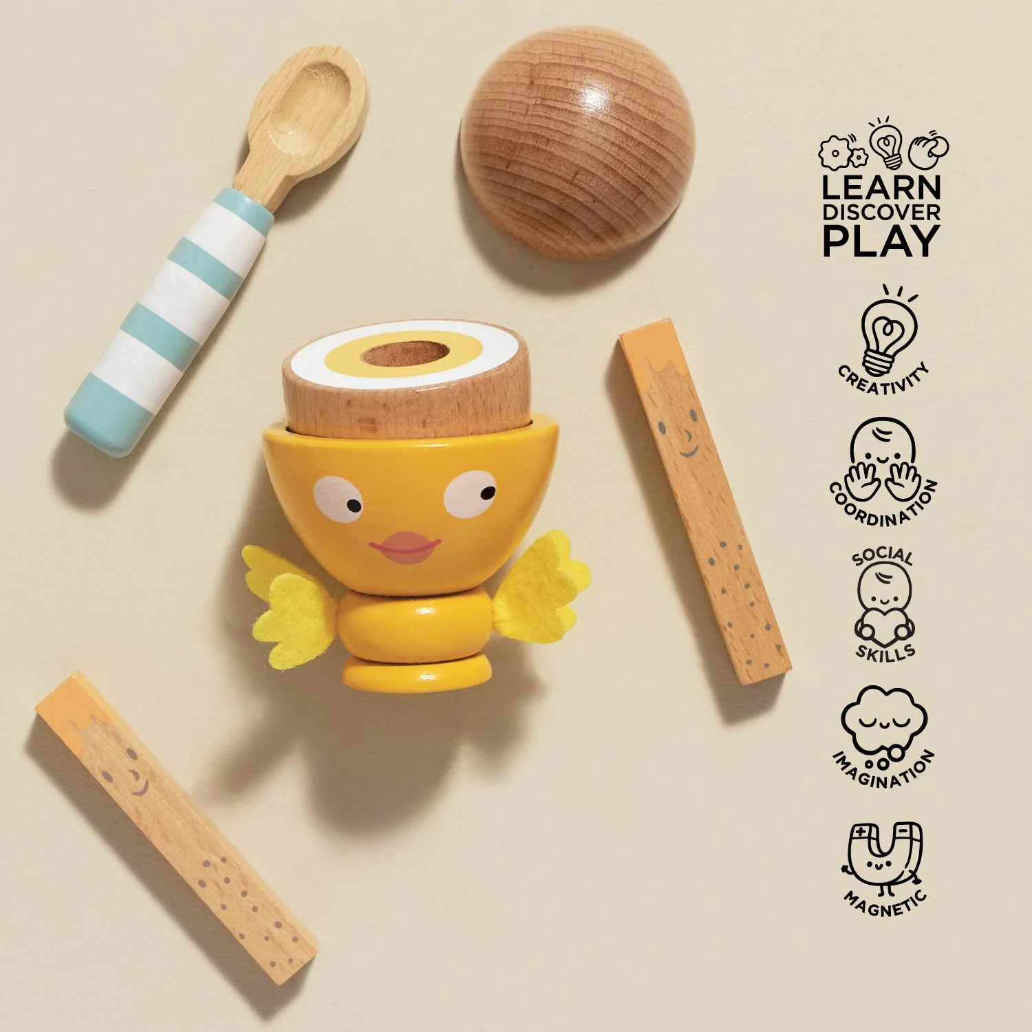 Wooden Egg Cup & Soldiers - Image 3