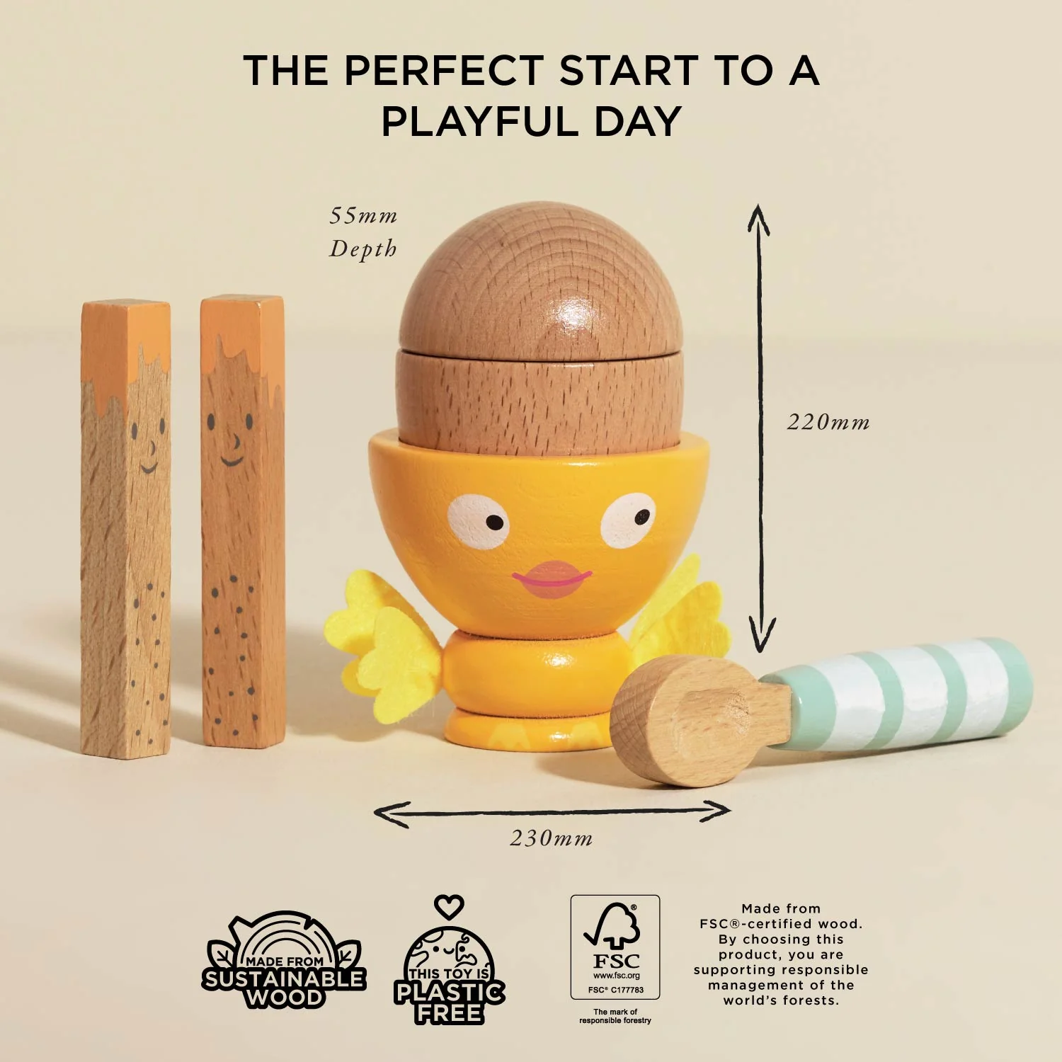 Wooden Egg Cup & Soldiers - Image 5