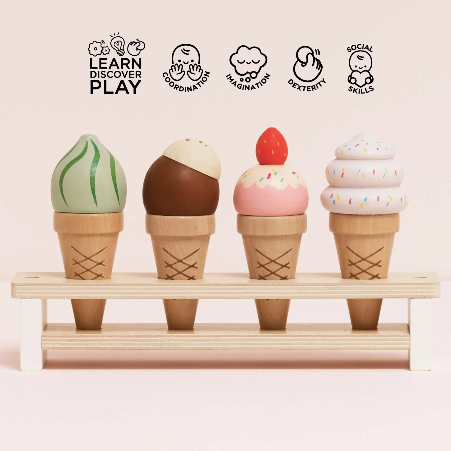 Wooden Ice Cream Cones Set - Image 3