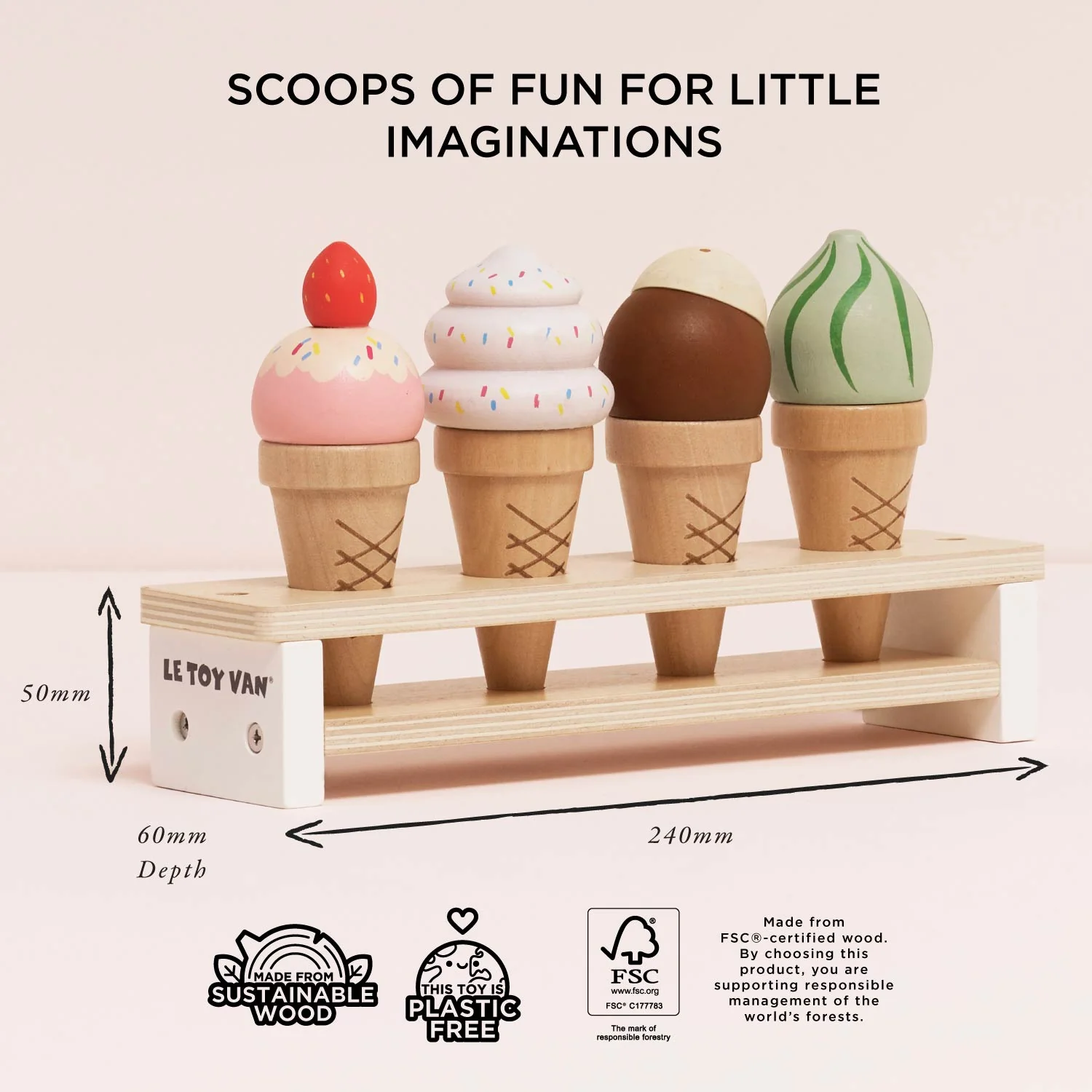 Wooden Ice Cream Cones Set - Image 5