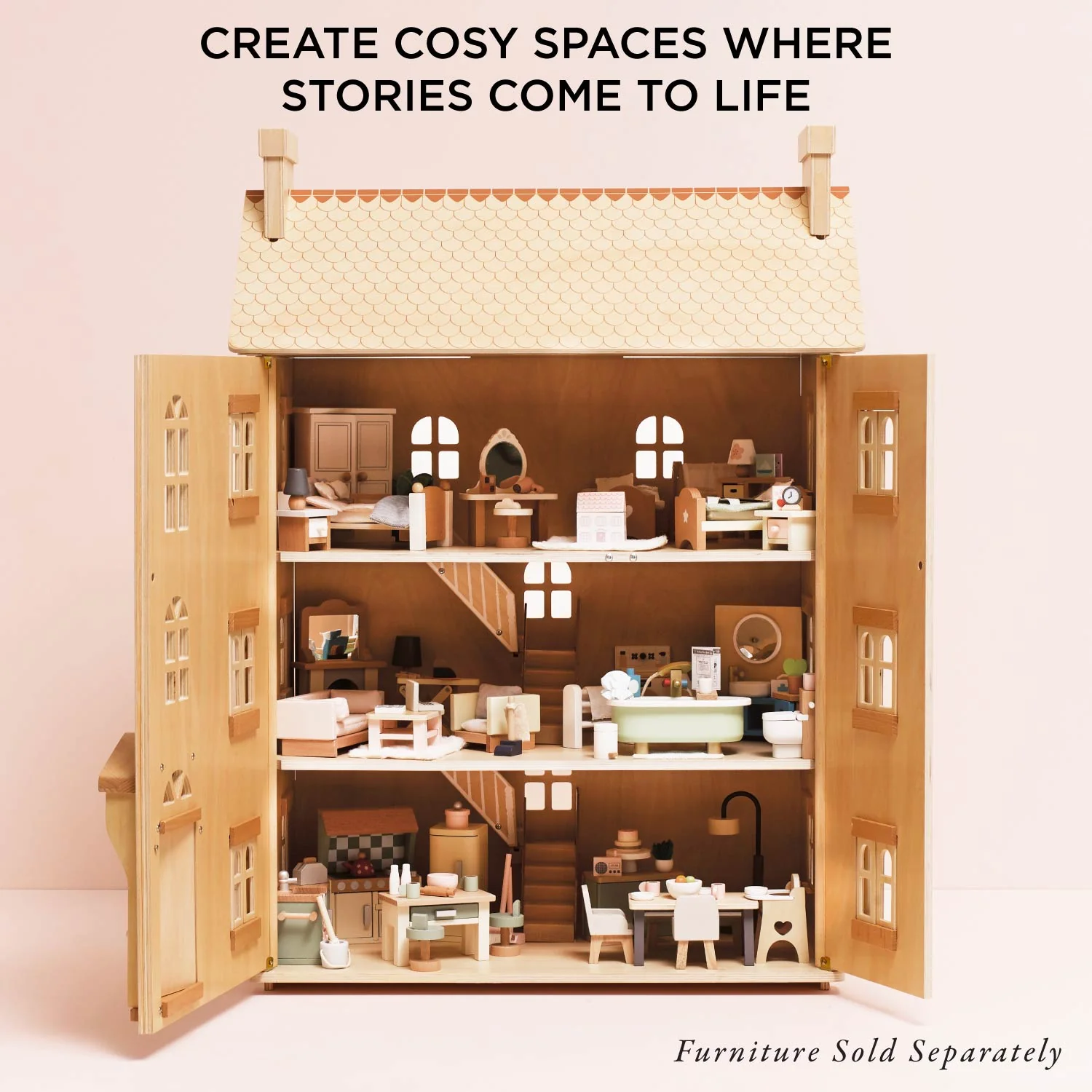 The Grand Natural Wood Dolls House - Image 6