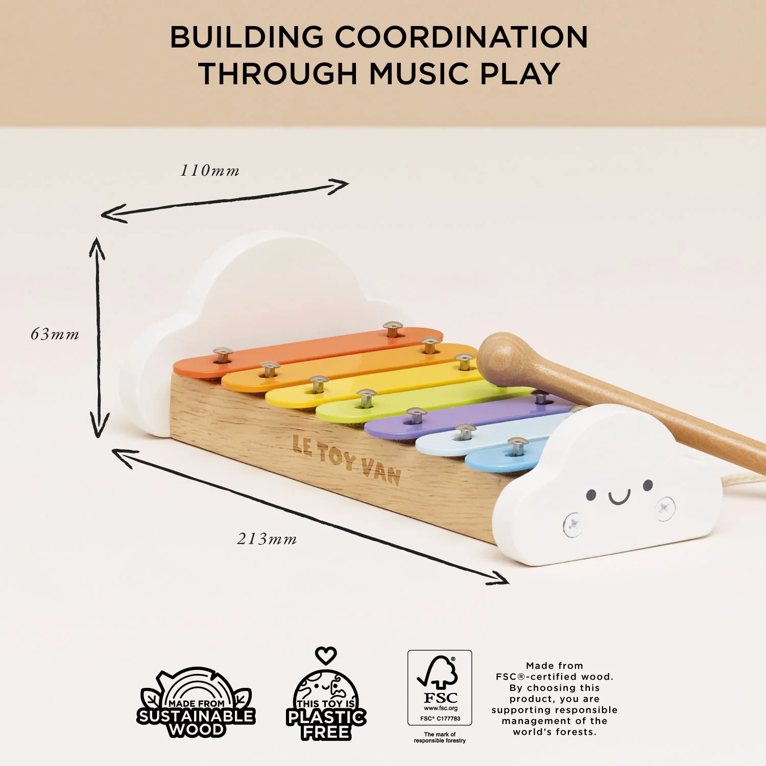 Rainbow Wooden Xylophone - Image 5